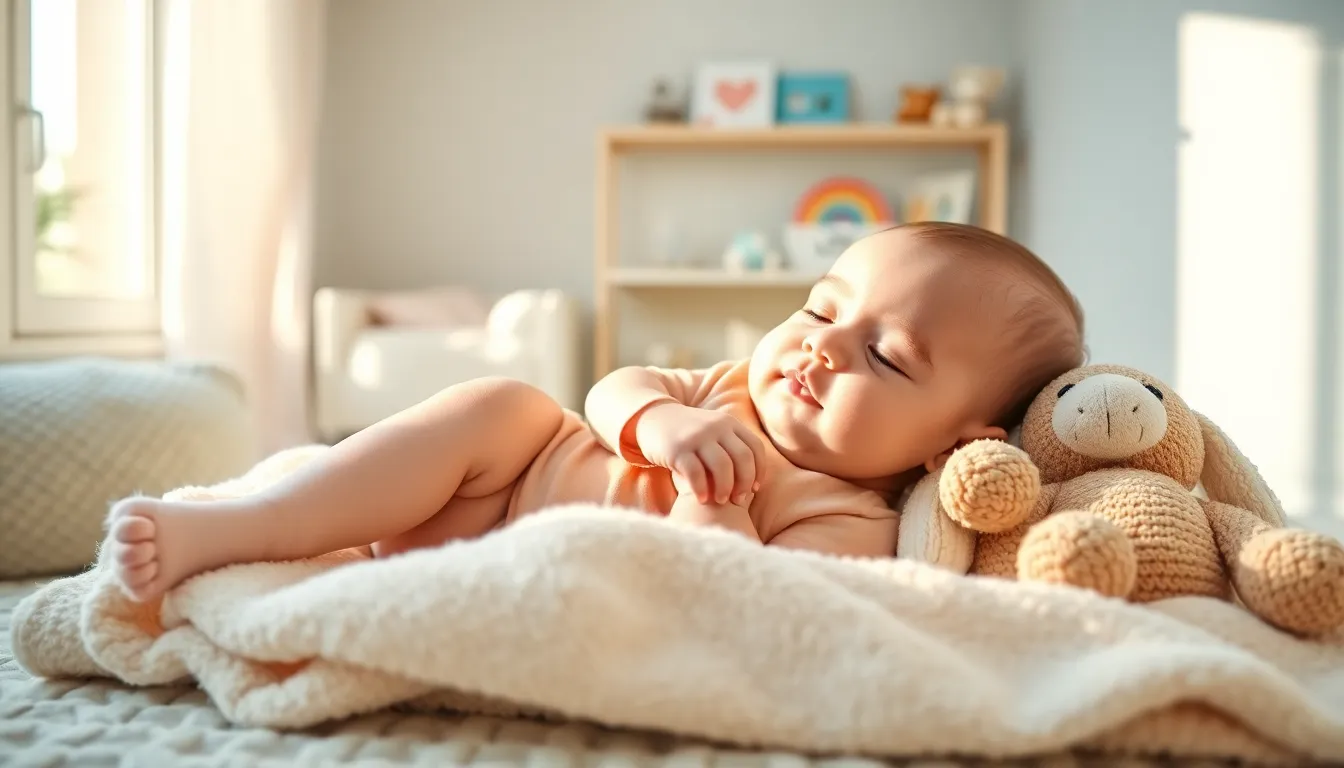 a baby self-soothing in a serene nursery.